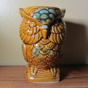 davar japan vintage owl ceramic candle holder (W4570)